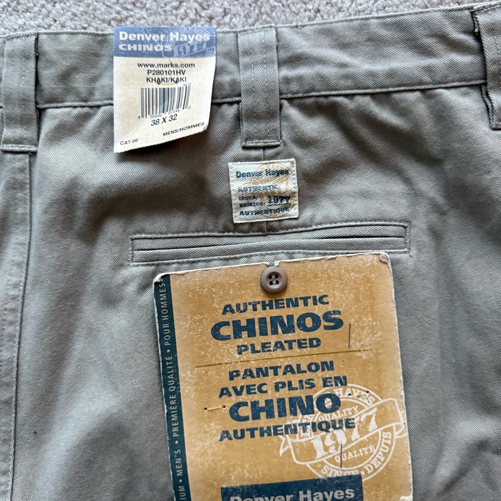 NEW Denver Hayes Chinnos Authentic Men’s Pants Cotton Khaki Size 38x32